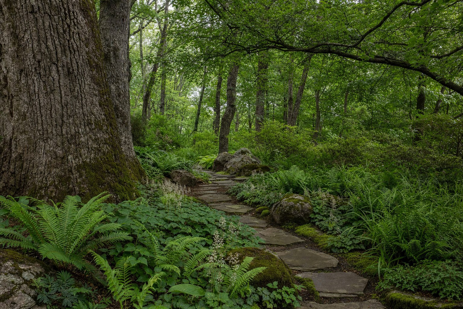 Signal Mountain · Stone path through ferns · 2019