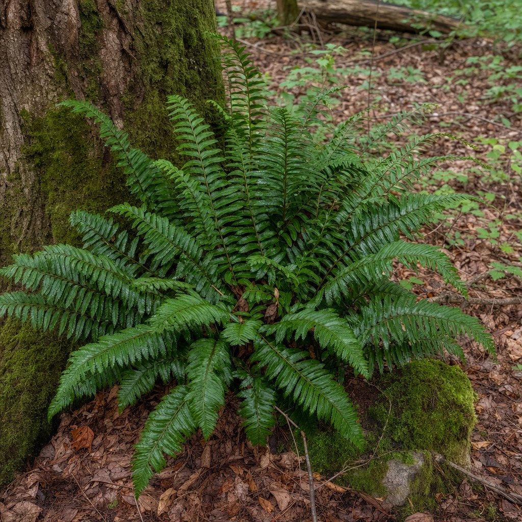 Christmas fern close-up